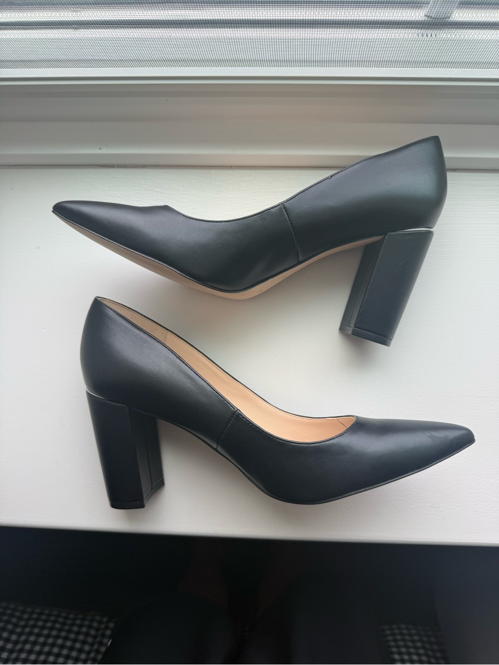 Marc Fisher Black Pointed Toe Block Heel Pumps